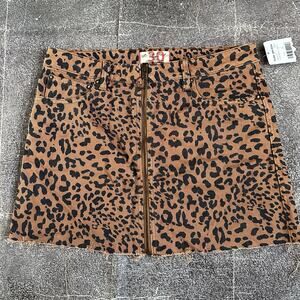 NWT Women's We The Free People Zip It Up Leopard Print Denim Mini Skirt Sz 30